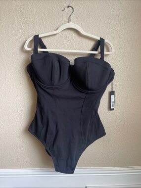 TA3 Pushy Black Sculpting Swimsuit XL Short F/G Cup NWT One Piece